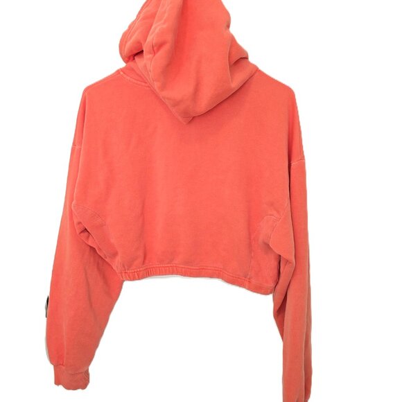 Forever 21 Cropped Hoodie Full Zip Size Large Sweatshirt Y2K Orange - Picture 2 of 8